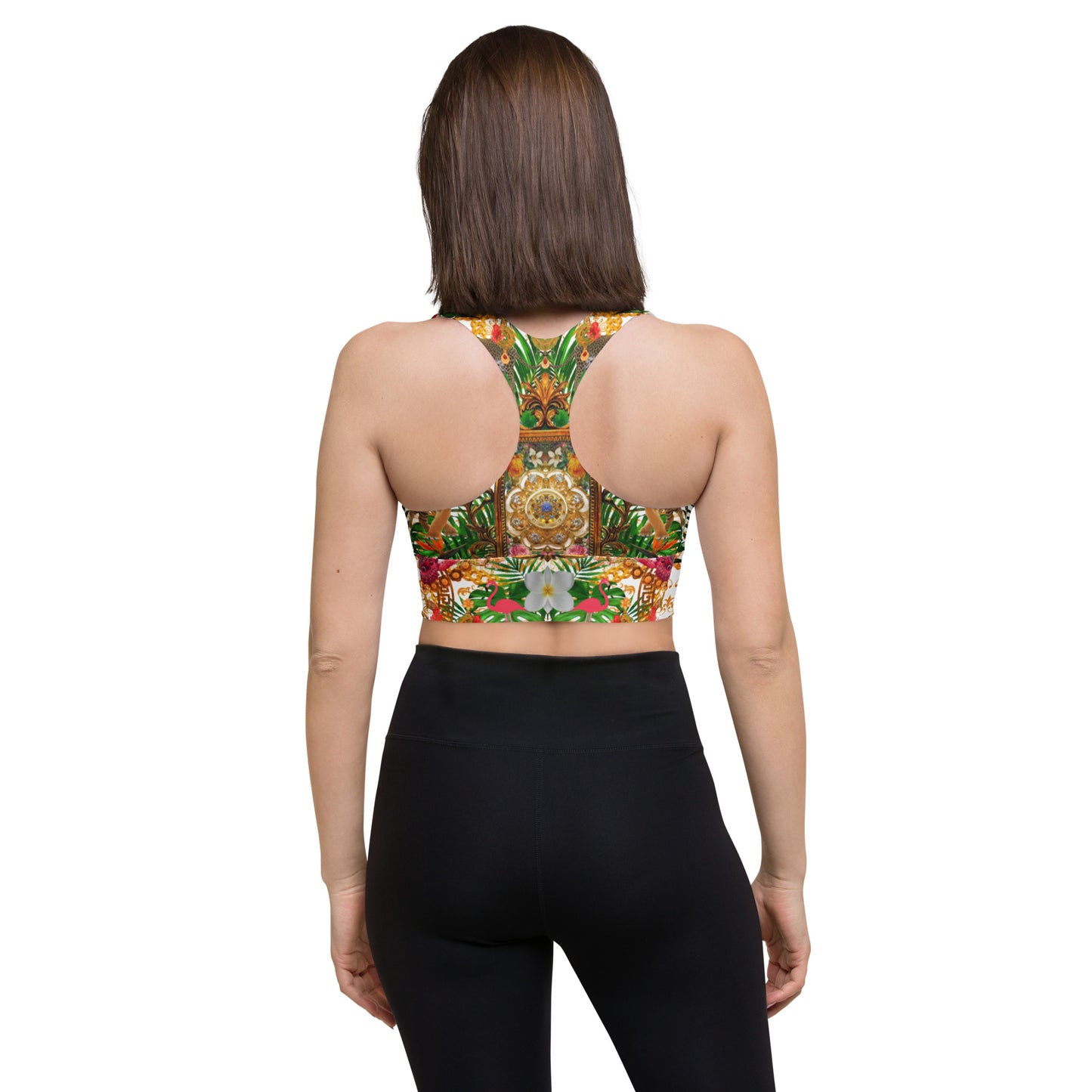 Tropical Luxury Print Longline sports bra