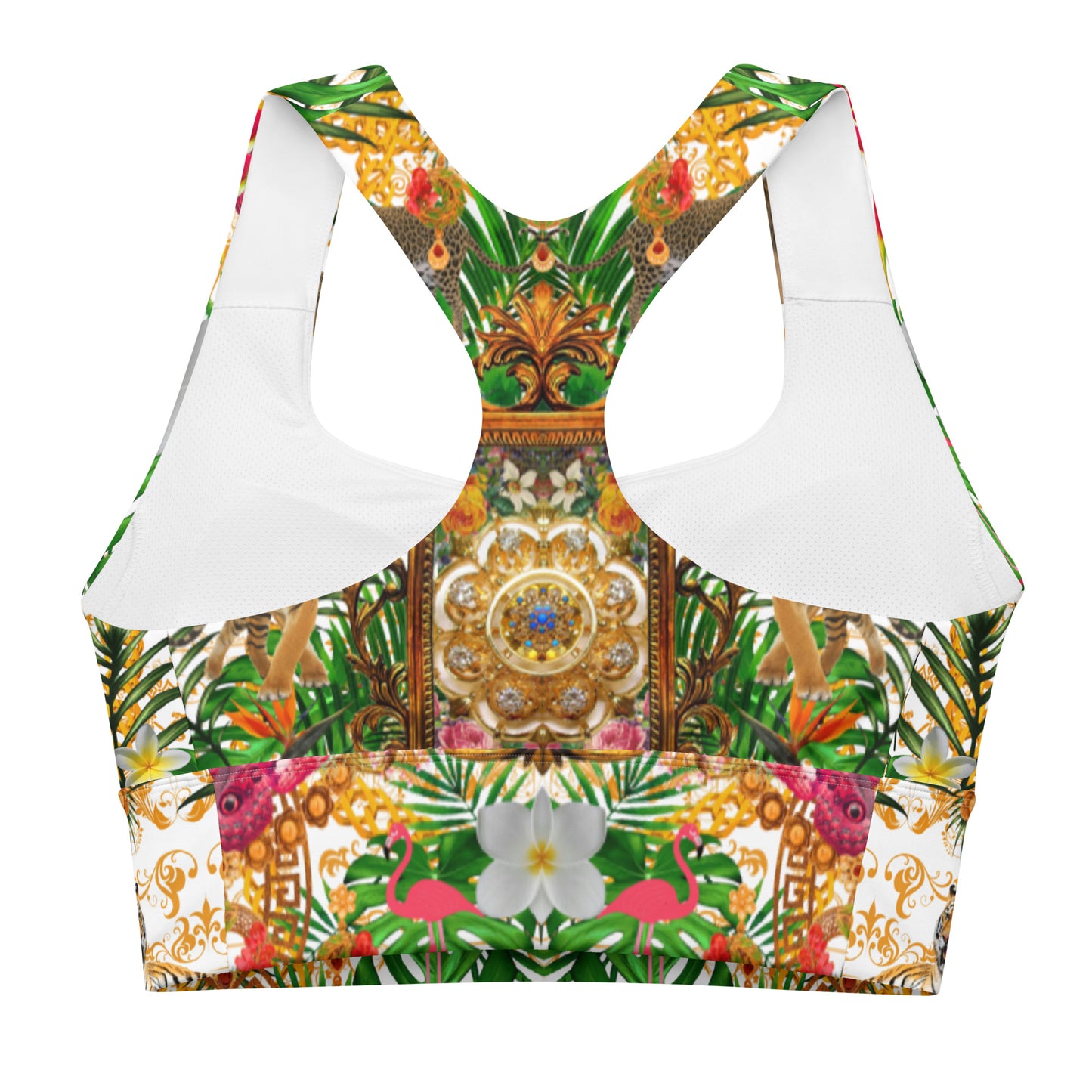 Tropical Luxury Print Longline sports bra