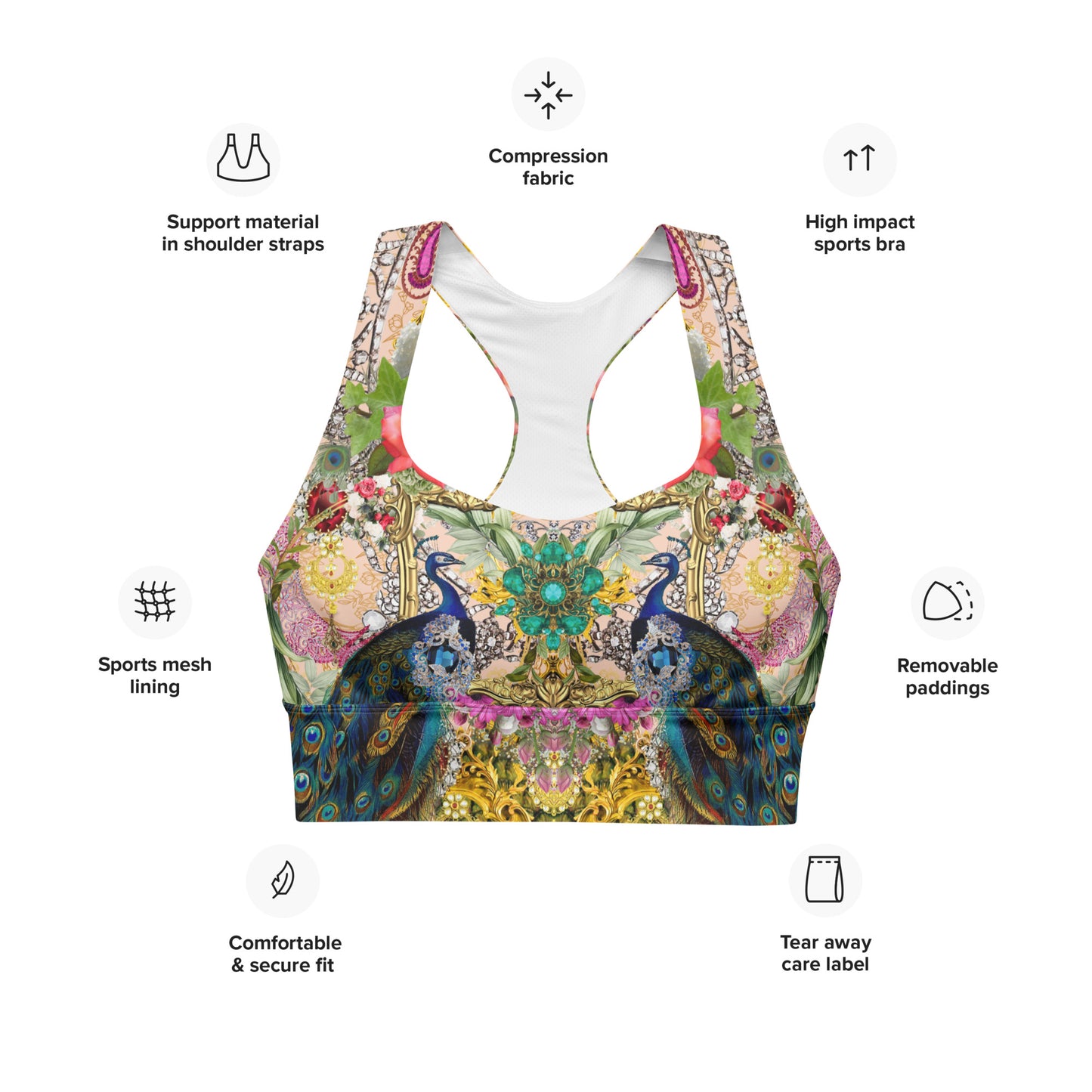 Luxury Print Longline sports bra