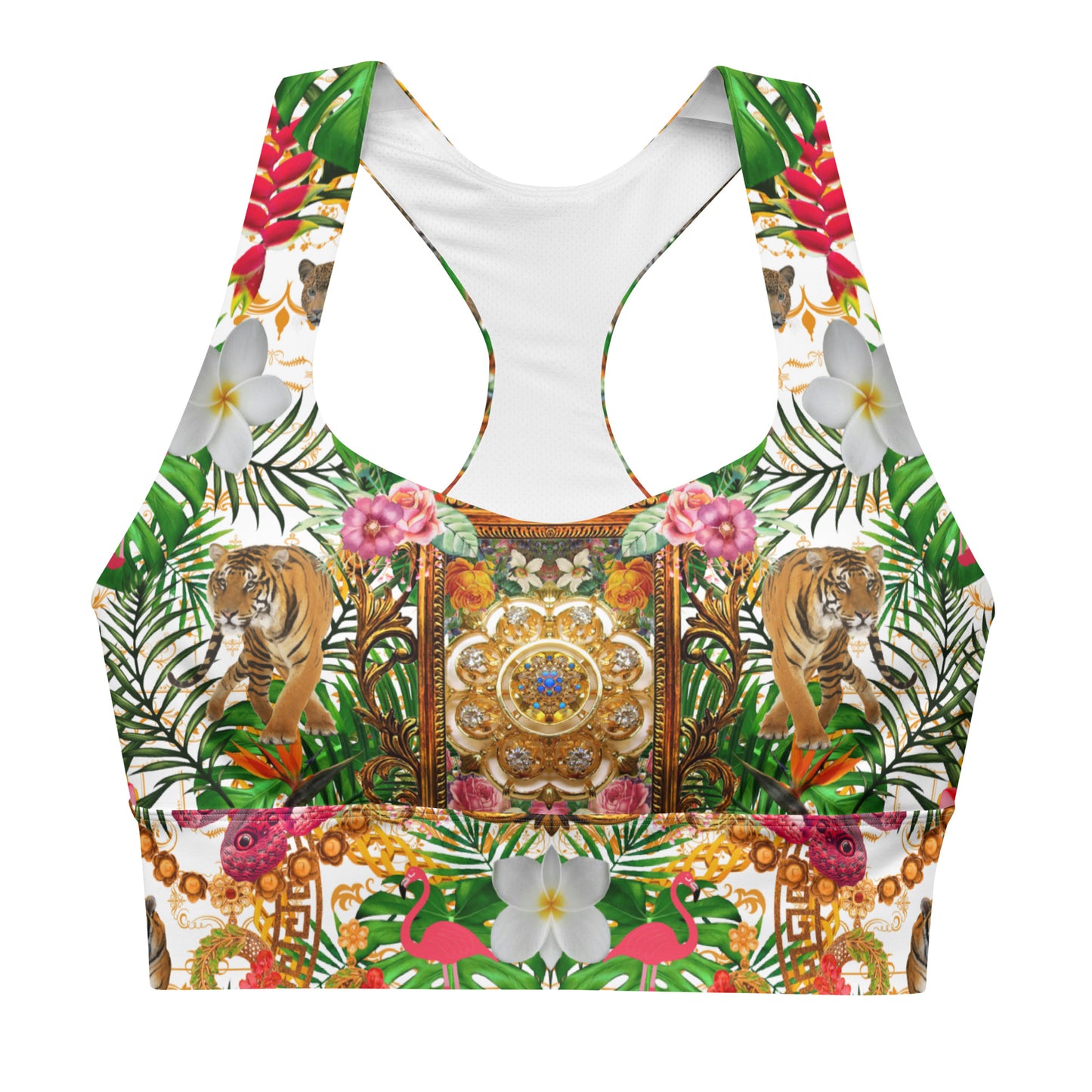 Tropical Luxury Print Longline sports bra