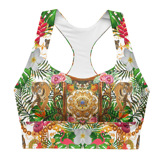 Tropical Luxury Print Longline sports bra