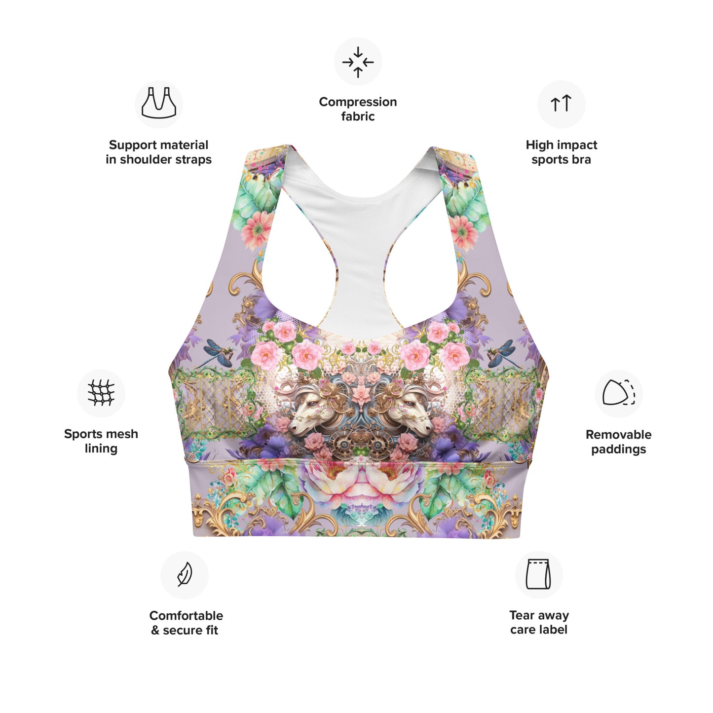 All Over Printed Longline sports bra