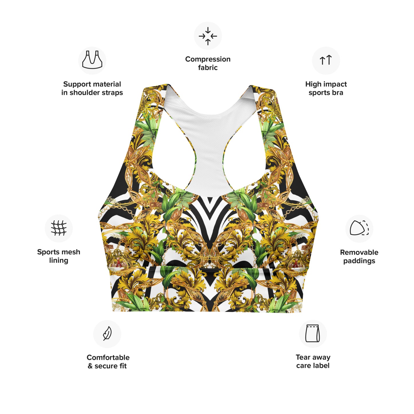 All Over Printed Longline sports bra