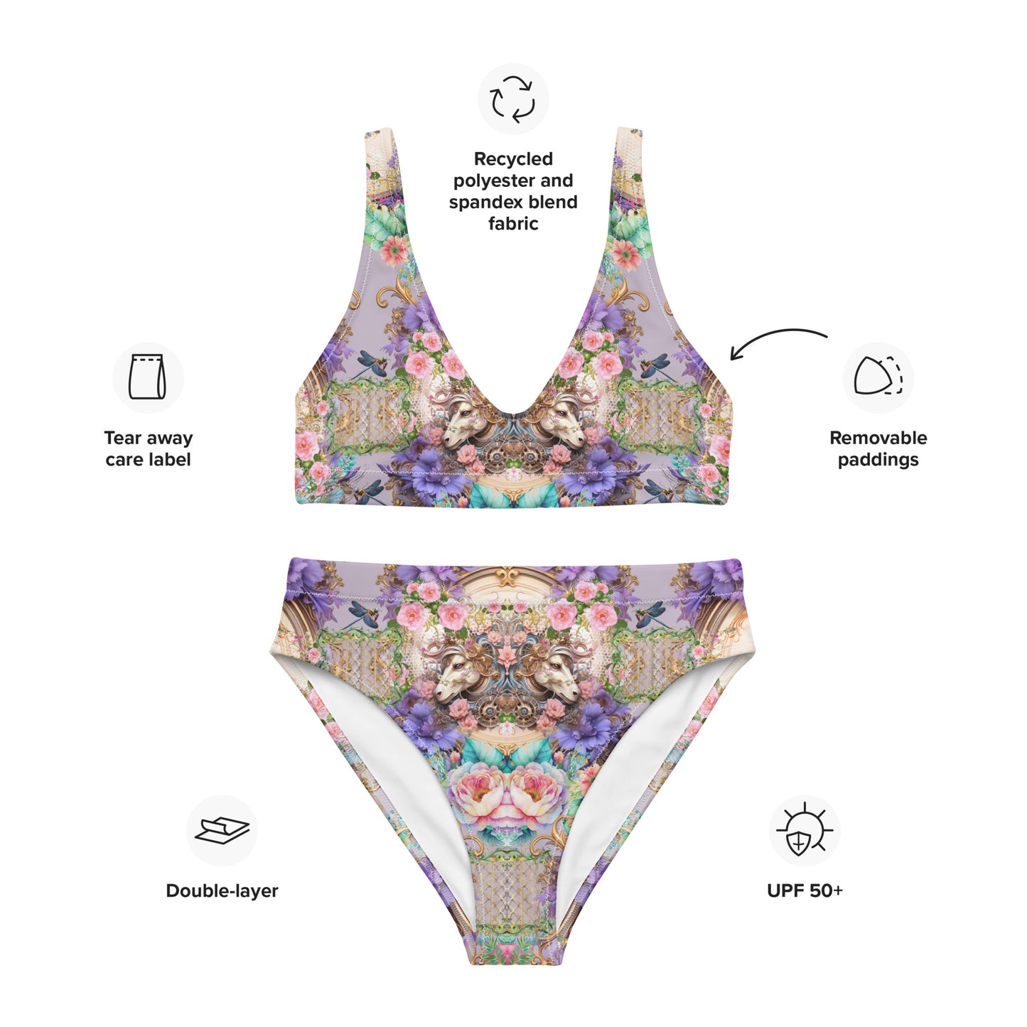 Recycled high-waisted bikini set