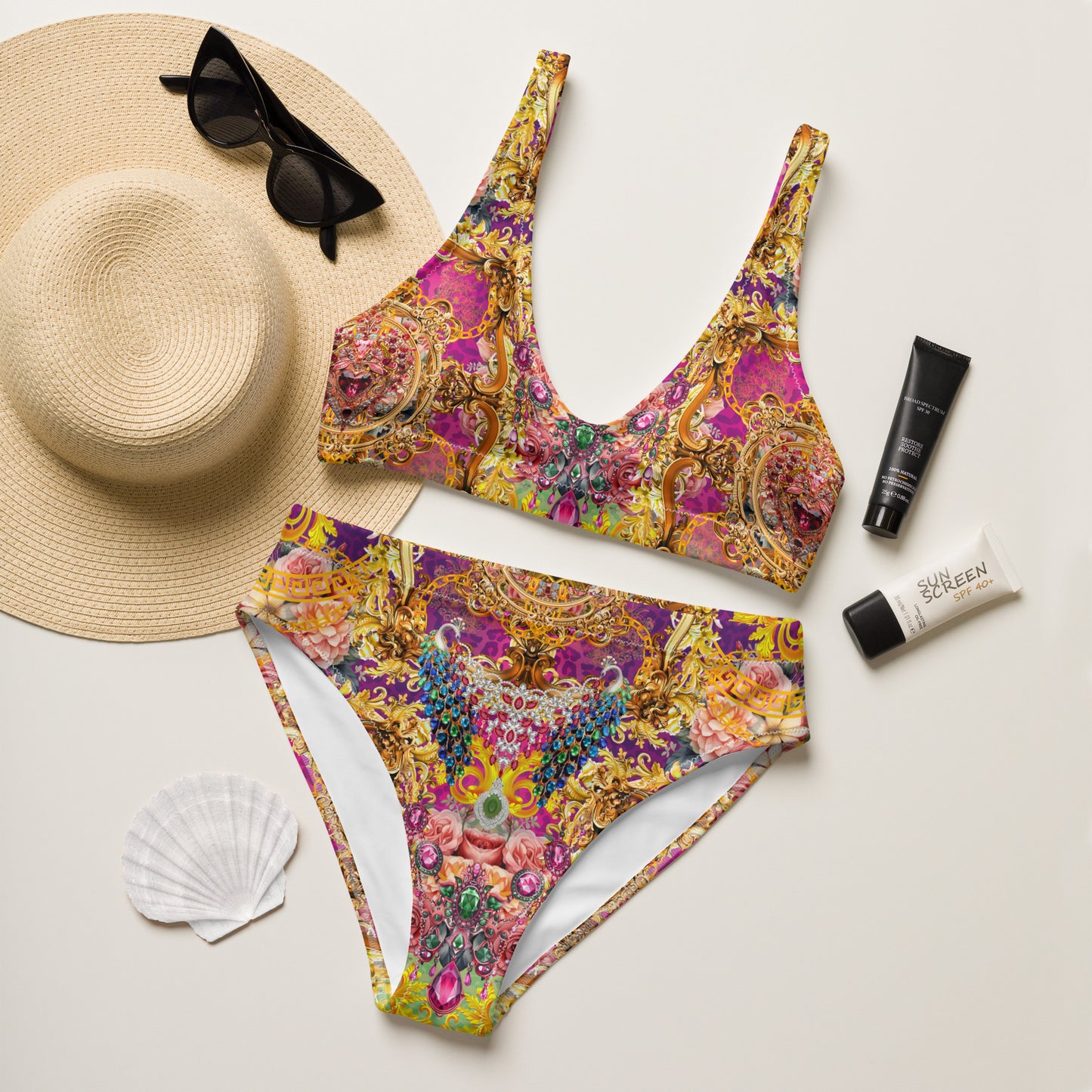 Recycled high-waisted bikini set