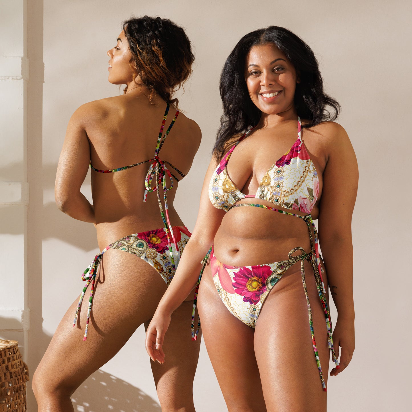 All-over print recycled string bikini