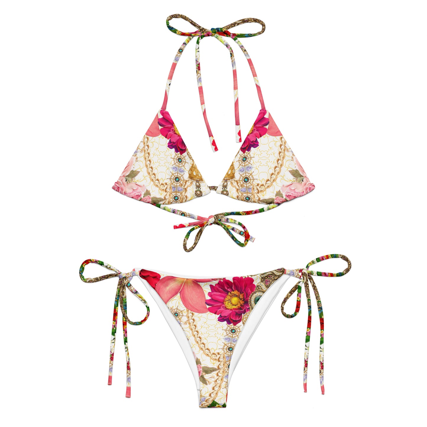 All-over print recycled string bikini