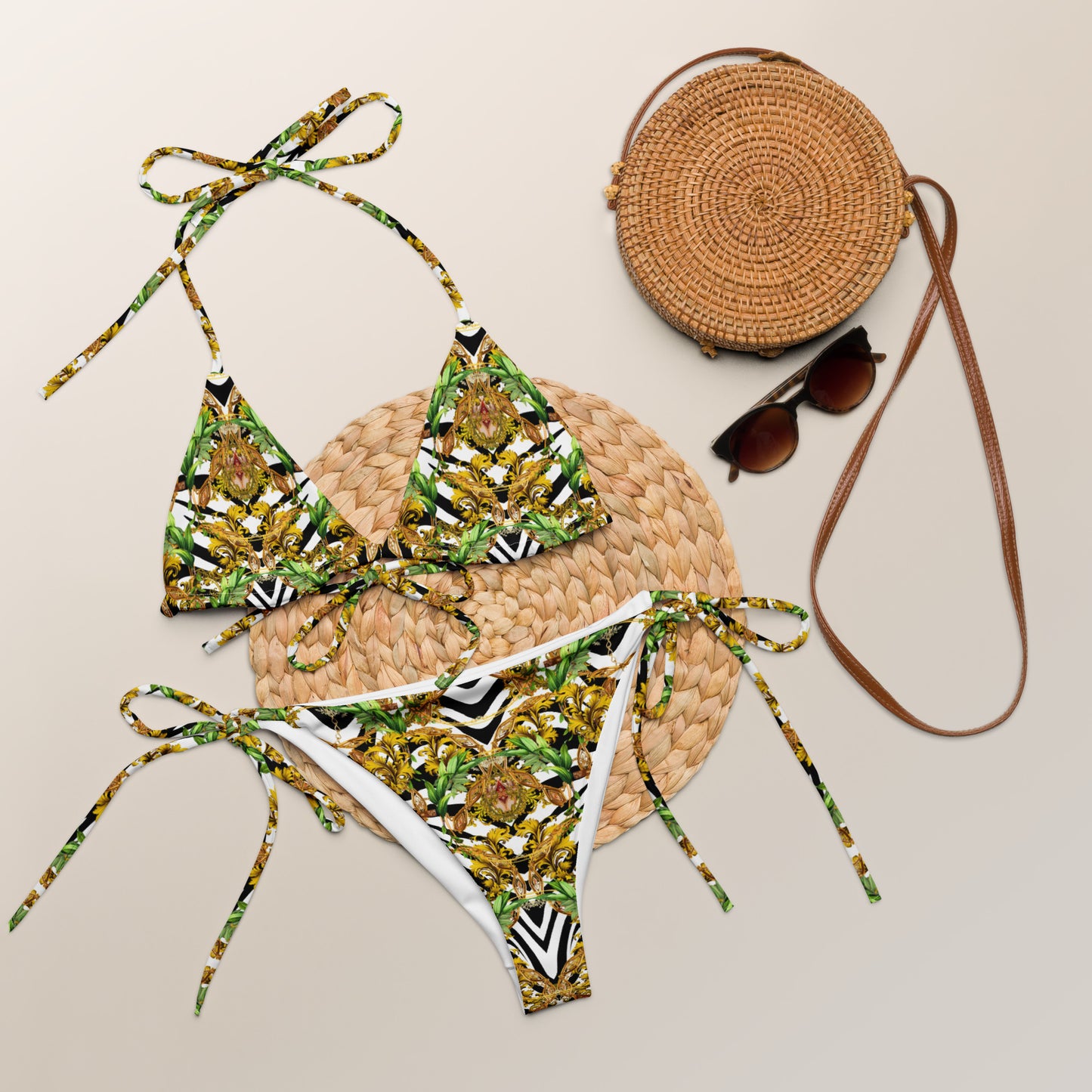 All-over print recycled string bikini set