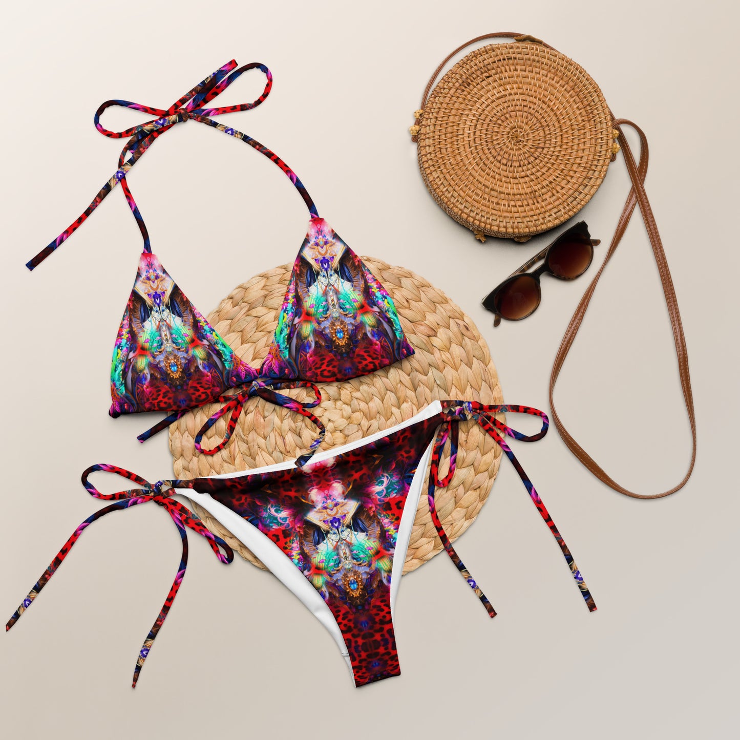 All-over print recycled string bikini set