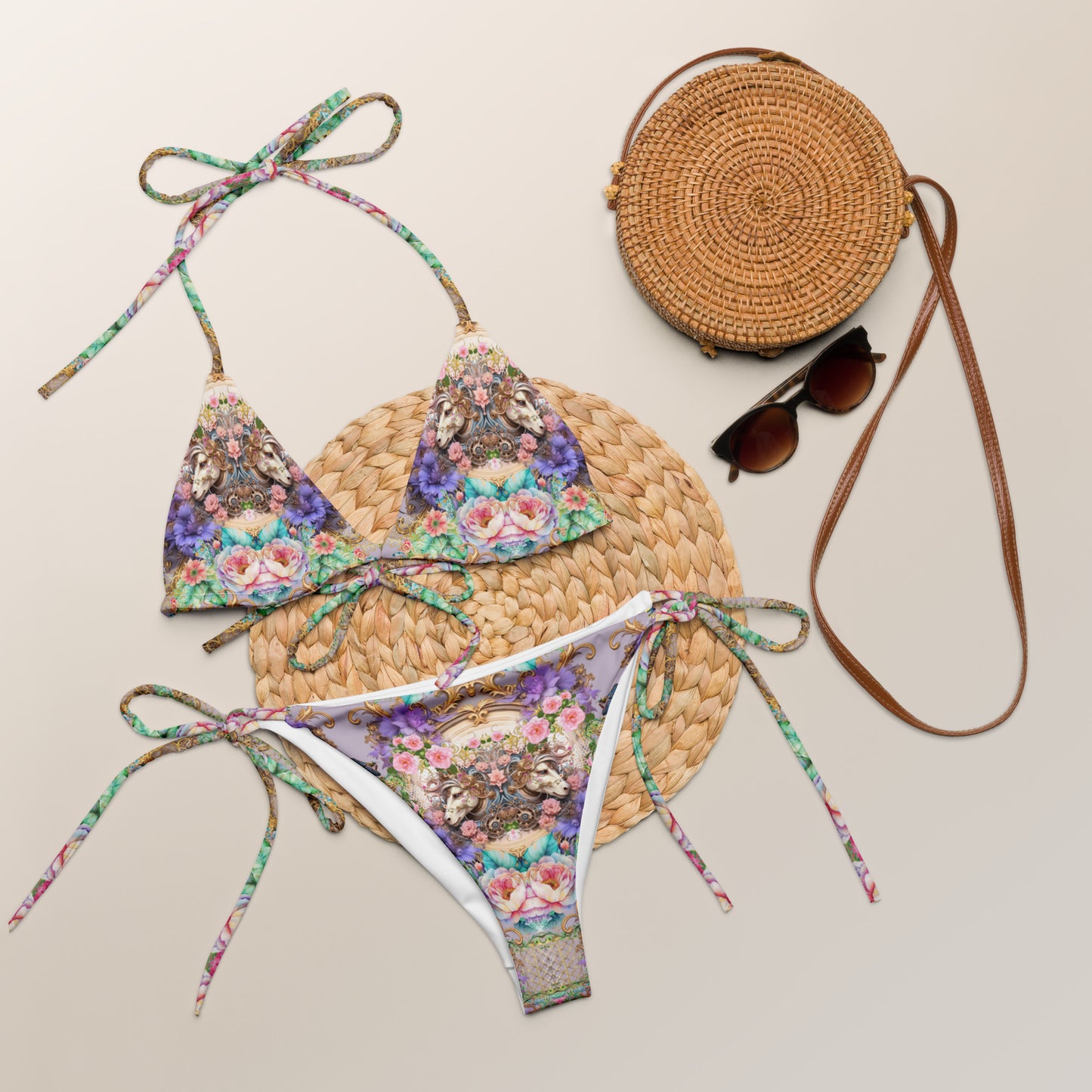 All-over print recycled string bikini set