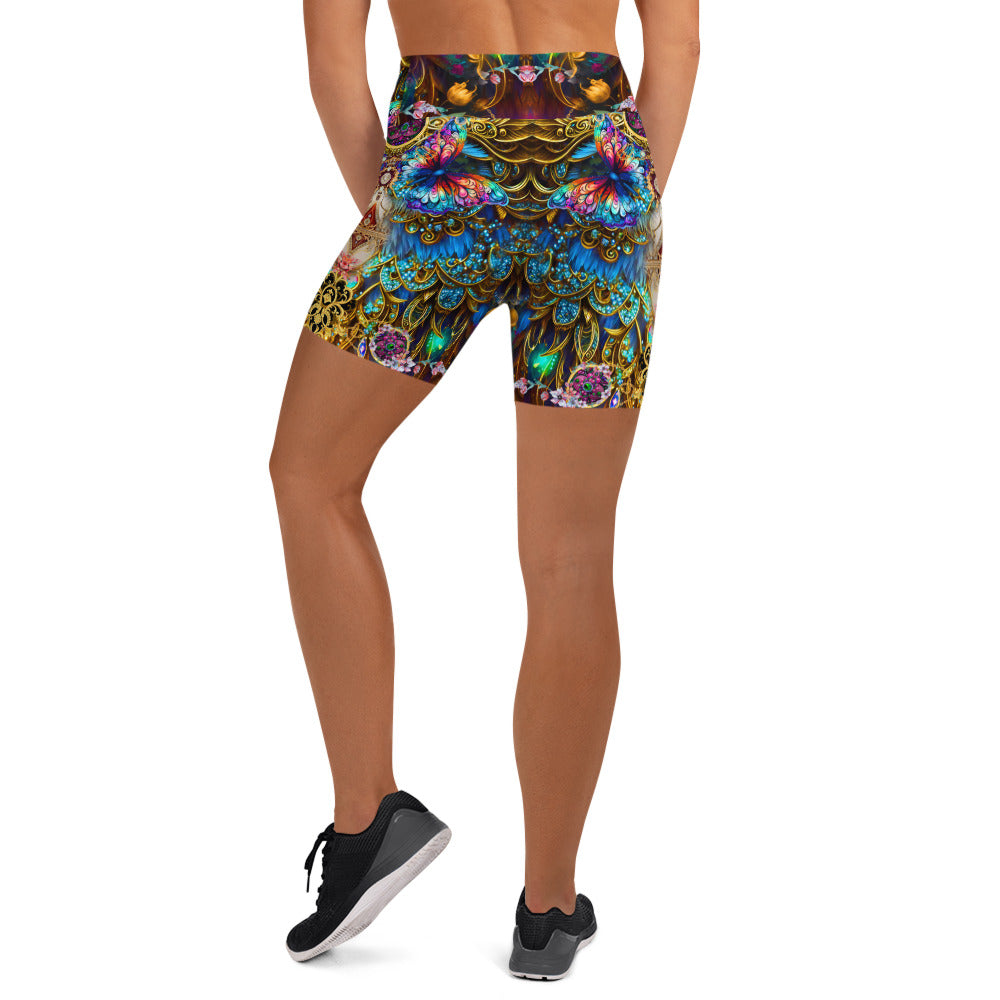 All Over Print High Waist Yoga Shorts