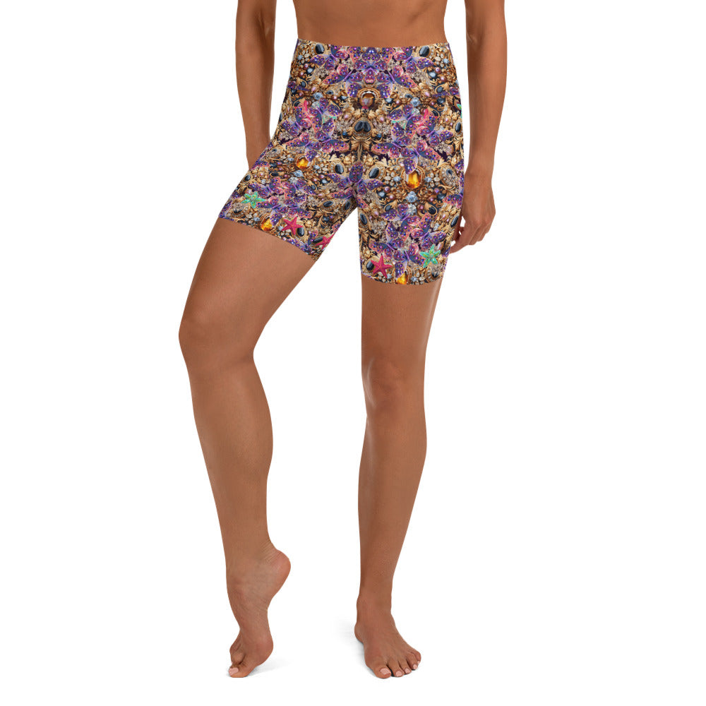 All Over Print High waist Yoga Shorts