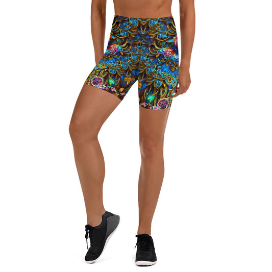 All Over Print High Waist Yoga Shorts