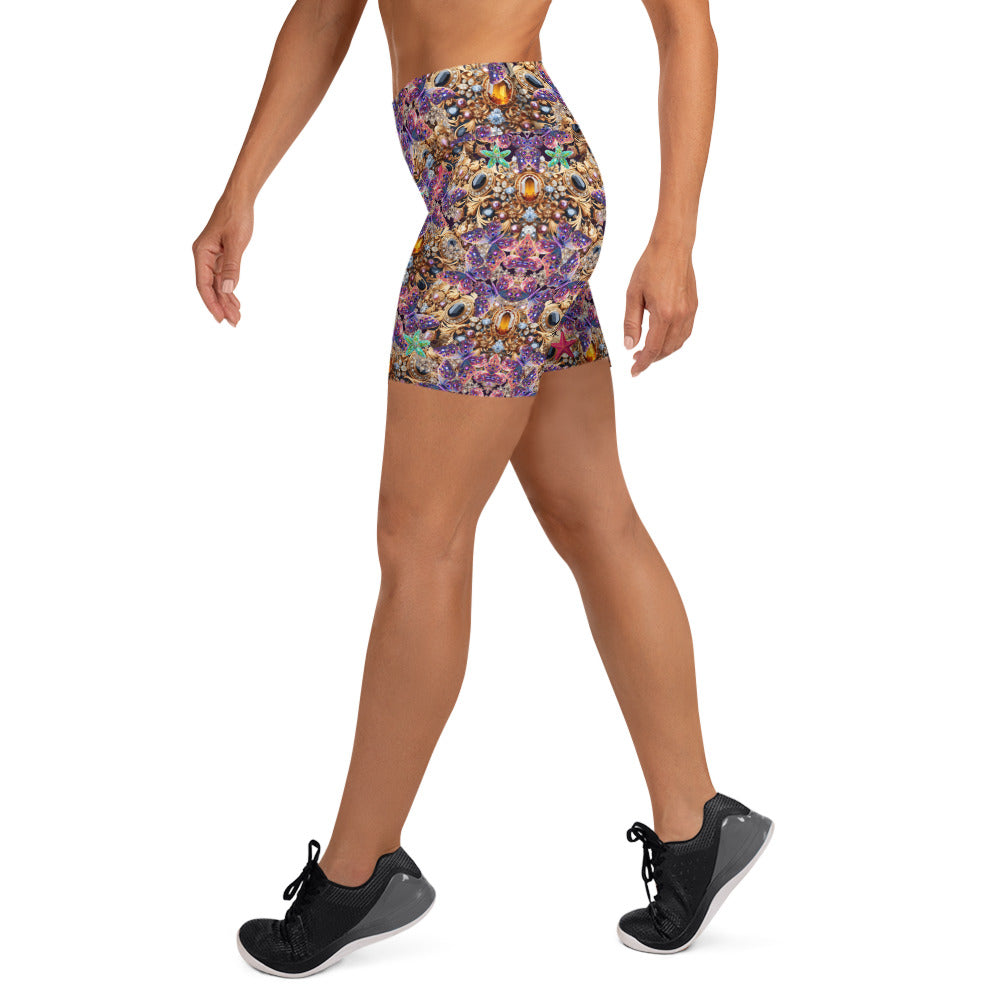 All Over Print High waist Yoga Shorts