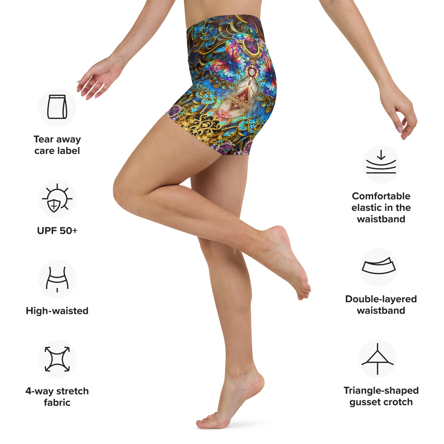 All Over Print High Waist Yoga Shorts