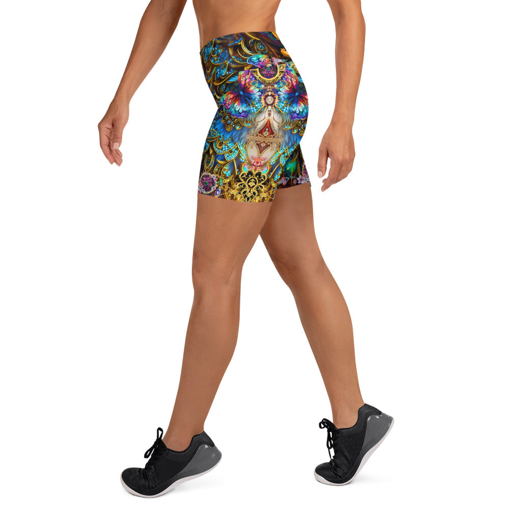 All Over Print High Waist Yoga Shorts