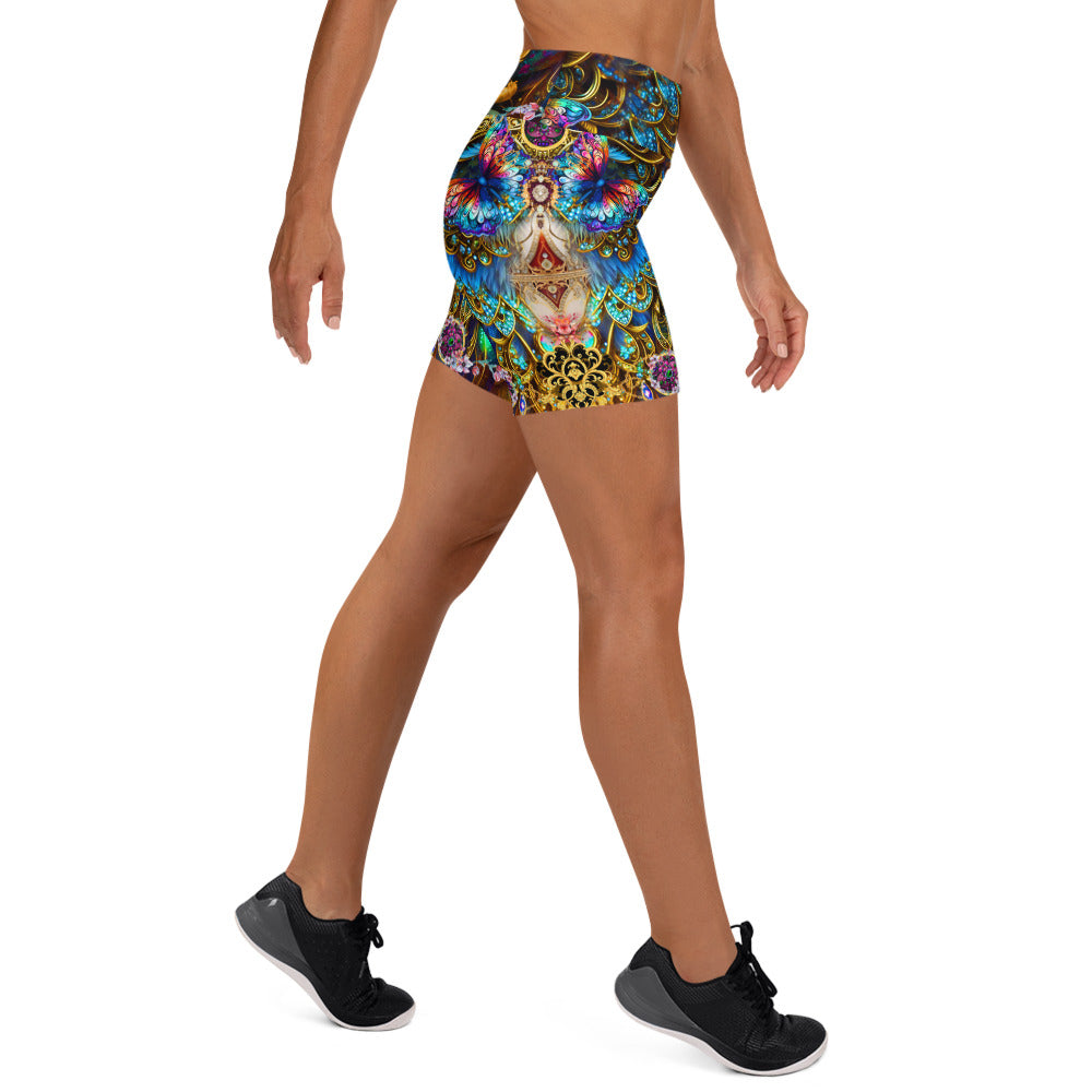 All Over Print High Waist Yoga Shorts