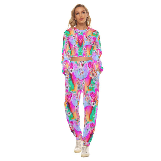 All-Over Print Women's Crop Sweatshirt Suit